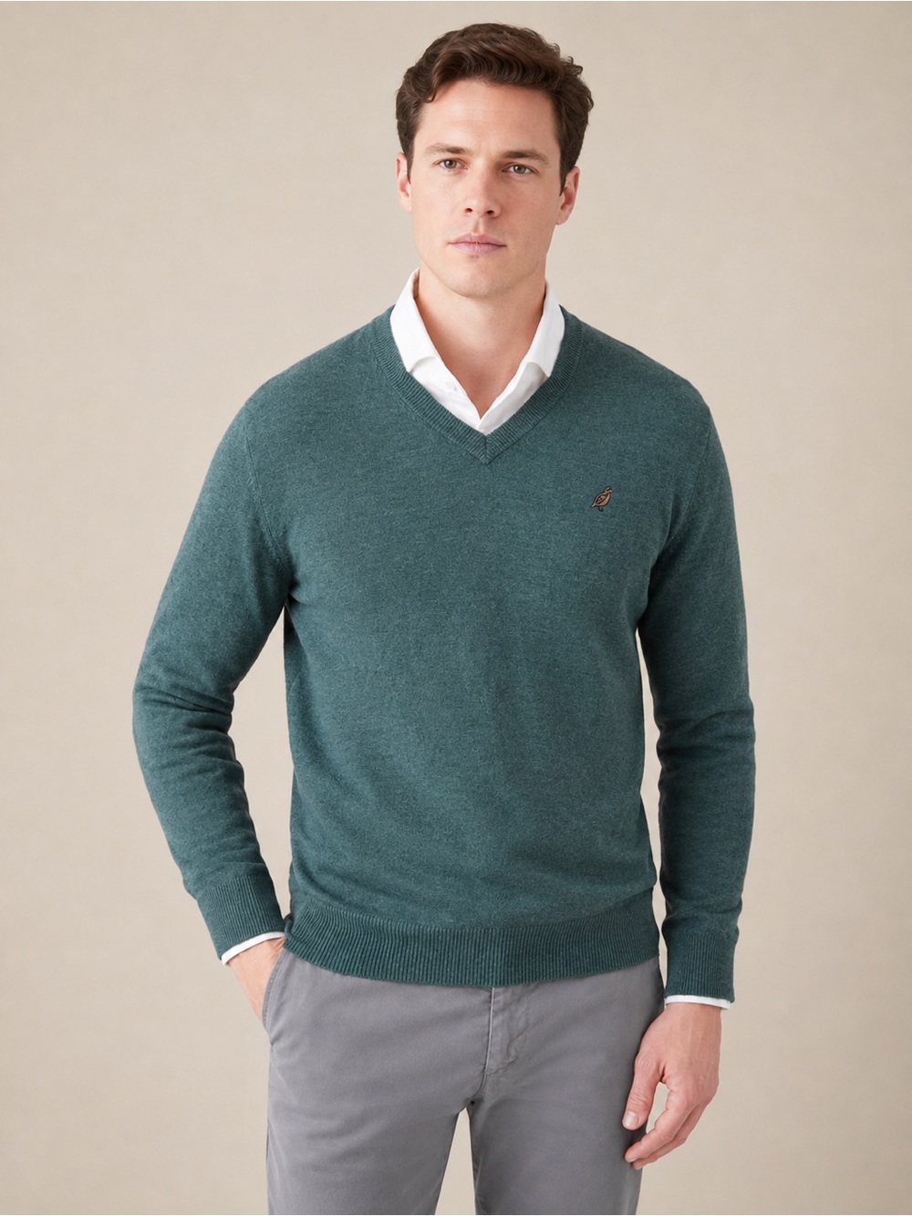 B. Draddy Men’s Merino Wool V-Neck Sweater – Size Medium *a